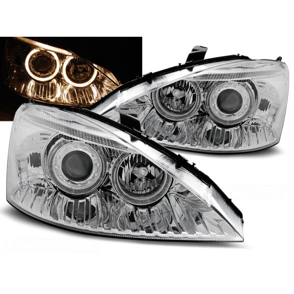 FORD FOCUS 98-01 - predné chrom svetlá ANGEL EYES