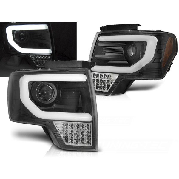 FORD F150 MK12 08-14 - predné čierna svetlá TUBE LIGHT s LED smerovky