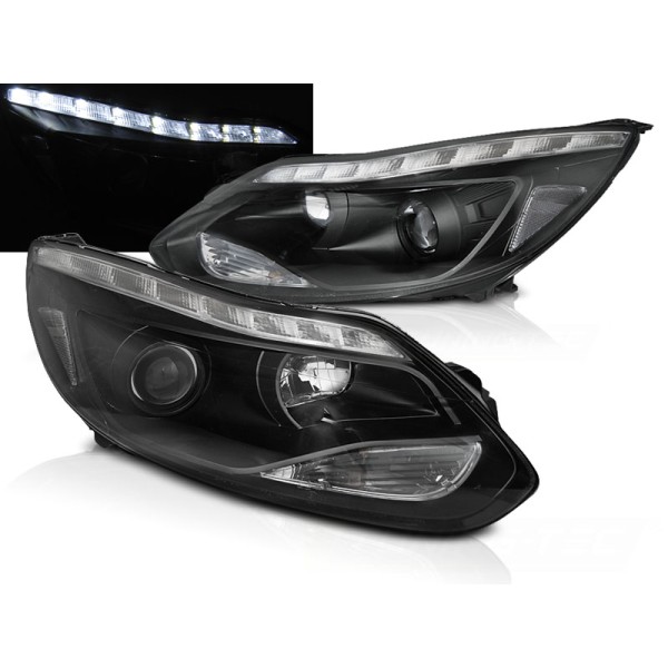 FORD FOCUS MK3 11-14 - predné čierne svetlá s LED svietením