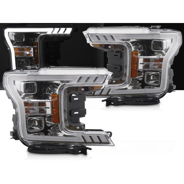 FORD F150 MK 13 2017-2020 - predné svetlá TUBE CHROMOVÁ