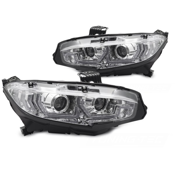 HONDA CIVIC X 16-21 - predné LED svetlá chrómová DRL SEQ