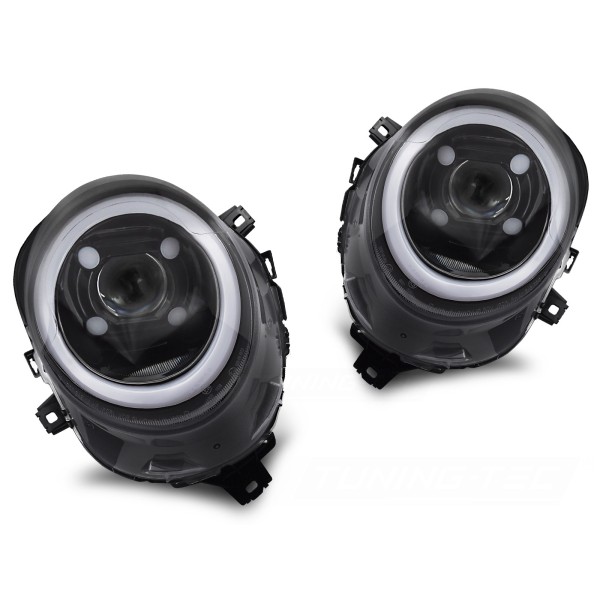 Mini Cooper F55/F56/F57 2014-2017 - predné svetlá TUBE ČIERNA LESKLÁ DRL