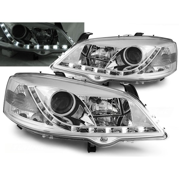 OPEL ASTRA G 97-04 - predné chrom svetlá s LED svietením