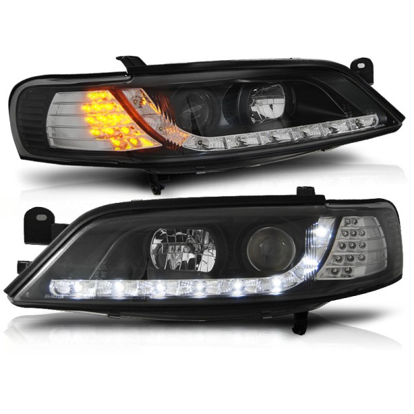 OPEL VECTRA B 95-98 - predné čierna svetlá s LED svietením a LED smerovky