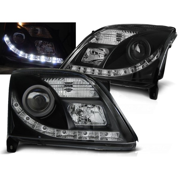 OPEL VECTRA C 02-05 - predné čierna svetlá s LED svietením