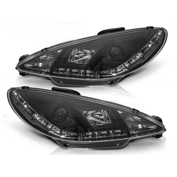 PEUGEOT 206 98-02 - predné čierna svetlá s LED svietením