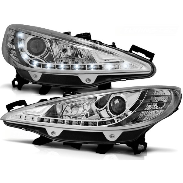 PEUGEOT 207 06-12 - predné chrom svetlá s LED svietením