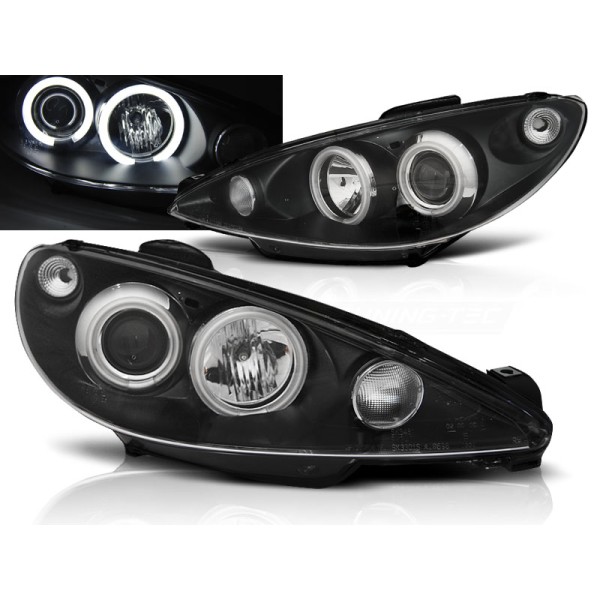 PEUGEOT 206 02- - predné čierna svetlá ANGEL EYES CCFL