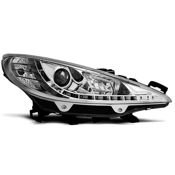 PEUGEOT 207 06-12 - predné chrom svetlá s LED svietením