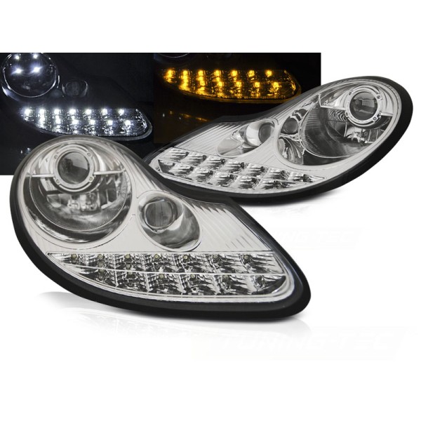 PORSCHE BOXSTER 96-04 / 911 996 - predné svetlá chrom s LED svietením