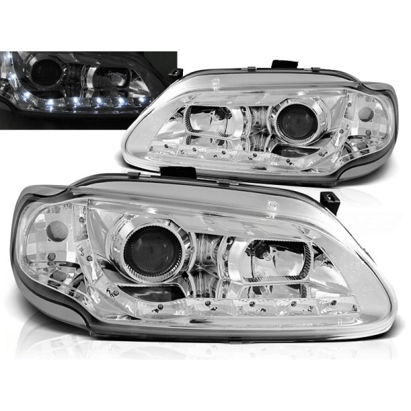 RENAULT MEGANE / SCENIC 96-99 - predné chrom svetlá s LED svietením