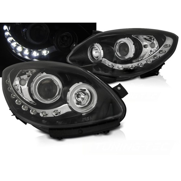 RENAULT TWINGO 07-11 - predné čierne svetlá s LED svietením