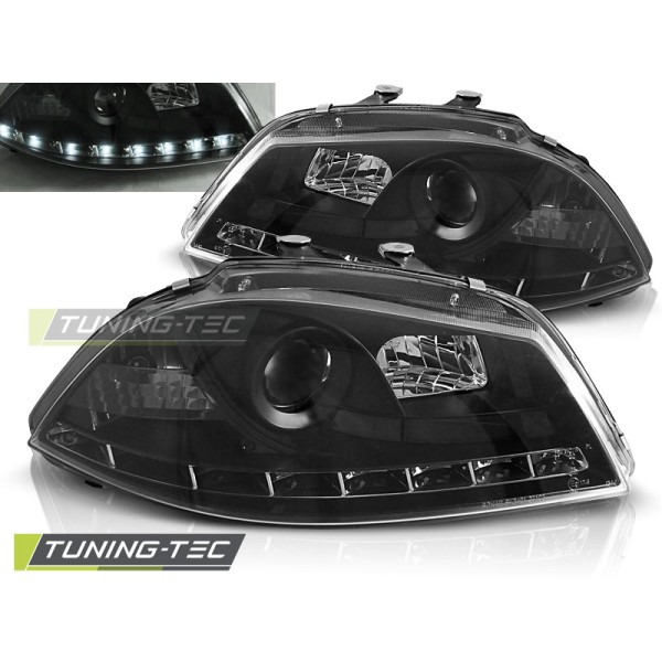 SEAT IBIZA 6L 02-08 - predné čierna svetlá s LED svietením