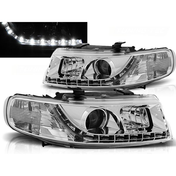 SEAT LEON / TOLEDO 99-04 - predné chrom svetlá s LED svietením