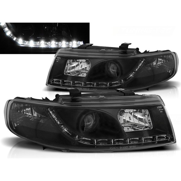 SEAT LEON / TOLEDO 99-04 - predné čierna svetlá s LED svietením