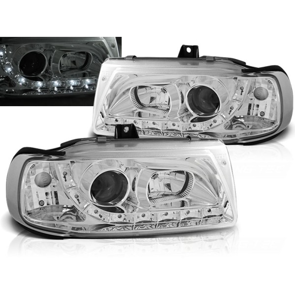 SEAT IBIZA / CORDOBA / POLO VARIANT, SEDAN 93-99 - predné chrom svetlá s LED svietením