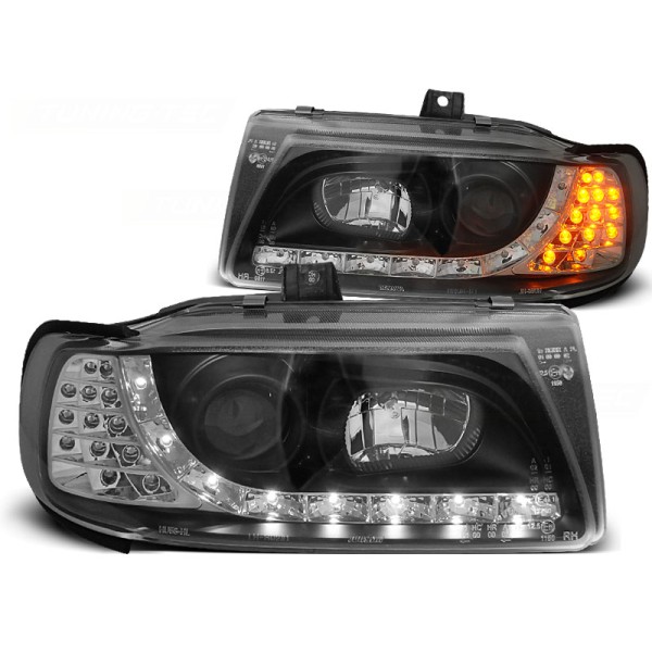 SEAT IBIZA / CORDOBA / POLO VARIANT, SEDAN 93-99 - predné čierna svetlá s LED svietením a LED smerovky
