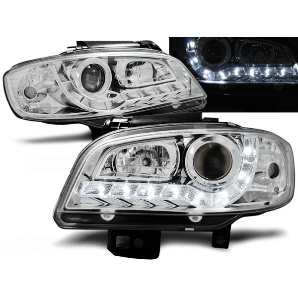 SEAT IBIZA / CORDOBA 99-02 - predné chrom svetlá s LED svietením