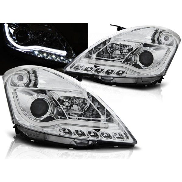 SUZUKI SWIFT 05-10 - predné chrom svetlá TUBE LIGHT