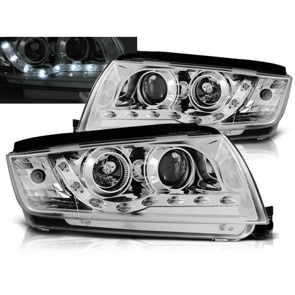 ŠKODA FABIA 99-08 - predné chrom svetlá s LED svietením