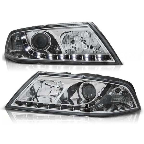 ŠKODA OCTAVIA 04-08 - predné chrom svetlá s LED svietením pre xenon