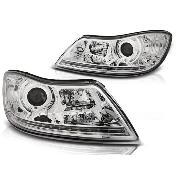 ŠKODA OCTAVIA 09-12 - predné chrom svetlá s LED denným svietením
