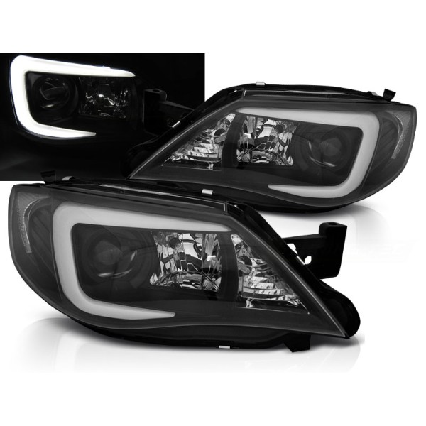 SUBARU IMPREZA III GH 07-12 - predné čierna svetlá TUBE LIGHT pre xenon