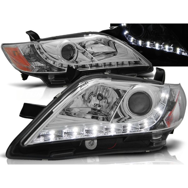 TOYOTA CAMRY 6 XV40 06-09 - predné chrom svetlá s LED svietením