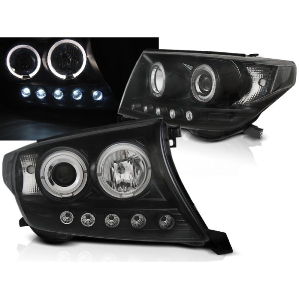 TOYOTA LAND CRUISER FJ200 07-12 - predné čierna svetlá ANGEL EYES s LED svietením