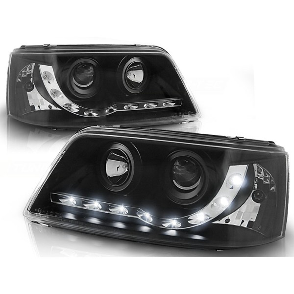 VW T5 03-09 - predné čierna svetlá s LED svietením