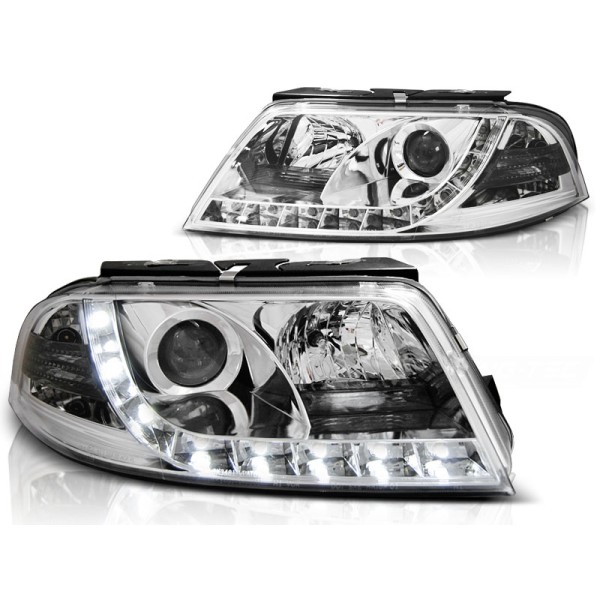 VW PASSAT 3BG 00-05 - predné chrom svetlá s LED denným svietením