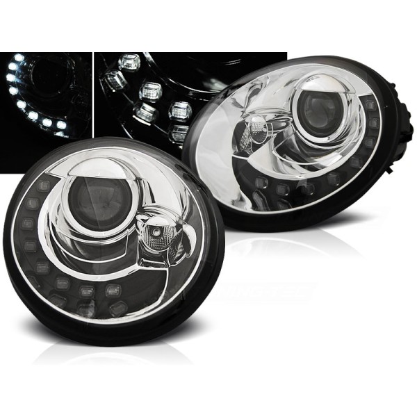VW NEW BEETLE 98-05 - predné chrom svetlá s LED svietením