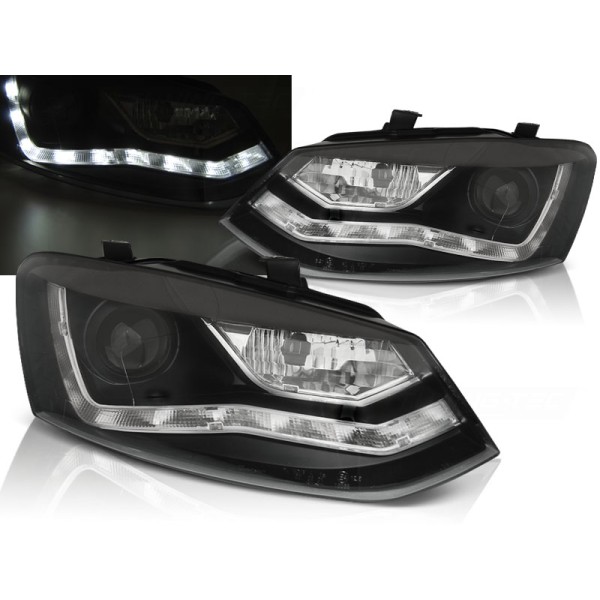 VW POLO 6R 09-14 - predné čierna svetlá s LED svietením