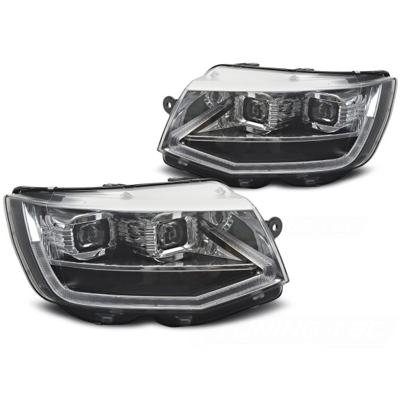 Volkswagen T6 2015-2019 - Predné LED TUBE svetlá CHROMOVÁ DRL SEQ