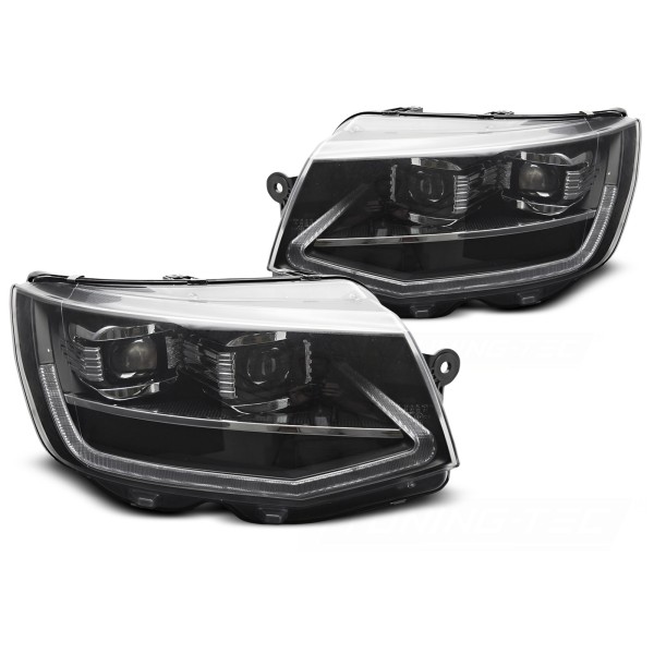 Volkswagen T6 2015-2019 - Predné LED TUBE svetlá ČIERNA DRL SEQ