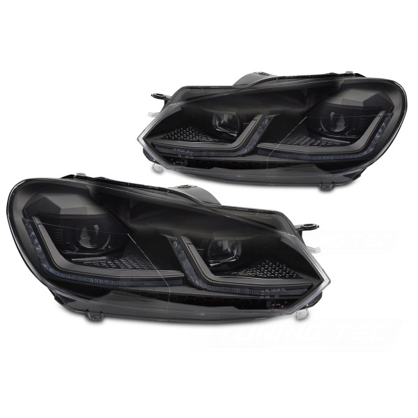 Volkswagen Golf VI 2008-2012 - Predné LED svetlá čierna SEQ DRL