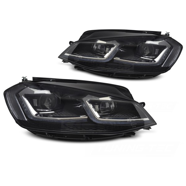 Volkswagen Golf VII 2017-2019 - Predné LED svetlá SILVER SEQ DRL
