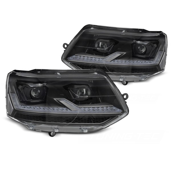 Volkswagen T5.1 2010-2015 - Predné svetlá FULL LED čierna SEQ DRL