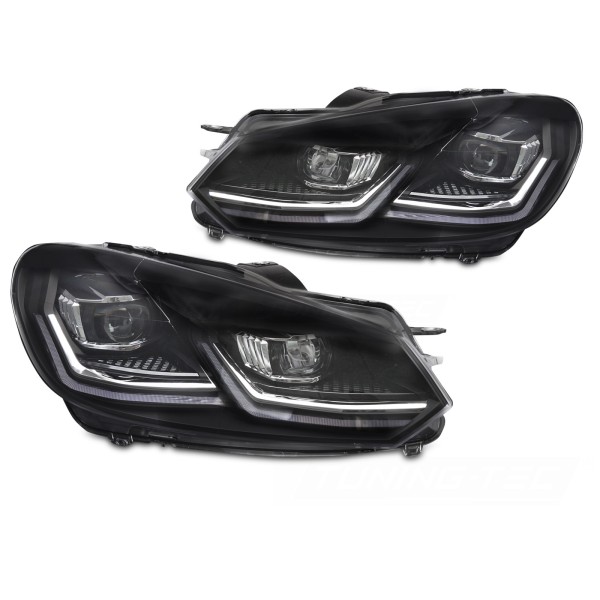 Volkswagen Golf VI 2008-2012 - Predné svetlá FULL LED STRIEBORNÉ DRL SEQ
