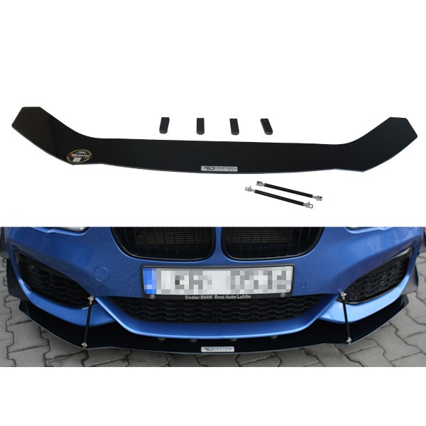 Maxton Design splitter pod originálny predný nárazník v pretekárskom vzhľade V.1 pre BMW 1 F20 / F21 M-power facelift (2015-)