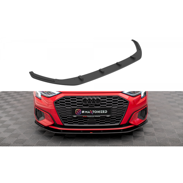 Audi A3 8Y Spoiler pod predný nárazník Street Pro Maxton Design bez povrchovej úpravy s červenou linkou