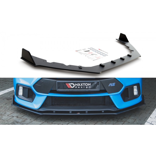 Ford Focus RS Mk3 - spoiler pod predný nárazník ver.2 - plast ABS bez povrchovej úpravy, s červenou linkou, Maxton design