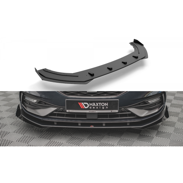 Seat Leon FR Mk4, spoiler pod predný nárazník s krídelkami, plast ABS bez povrchovej úpravy, s červenou linkou, Maxton design