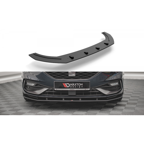 Seat Leon FR Mk4, spoiler pod predný nárazník, plast ABS bez povrchovej úpravy, s červenou linkou, Maxton design