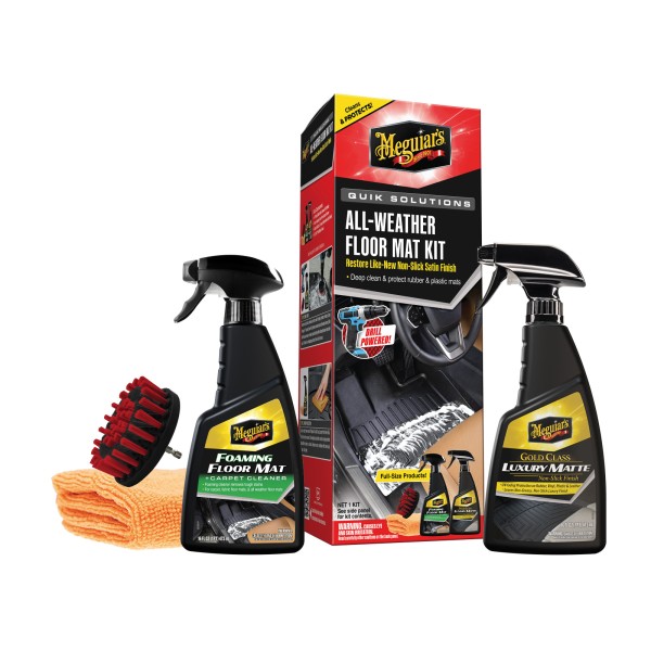 Meguiar's Quik Solutions All Weather Mat Care Kit - súprava na čistenie a ochranu gumových a plastových kobercov