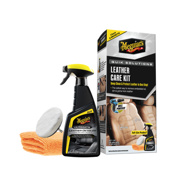 Meguiar's Quik Solutions Leather Care Kit - súprava na hĺbkové čistenie a ochranu kožených povrchov