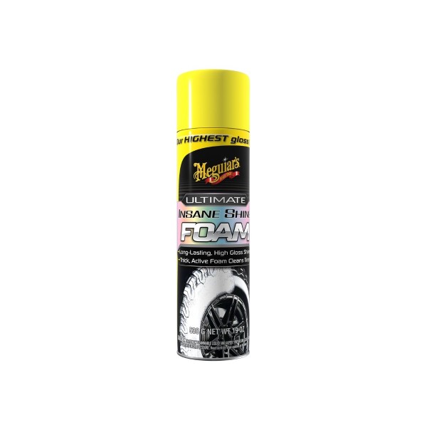 Meguiar's Ultimate Insane Shine Foam - čistiaca pena a najlesklejší prípravok na ochranu pneumatík v sortimente Meguiar's, 538 g
