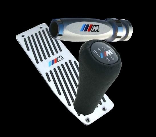 BMW M-Power Interiérový set strieborný radička / opierka / madlo