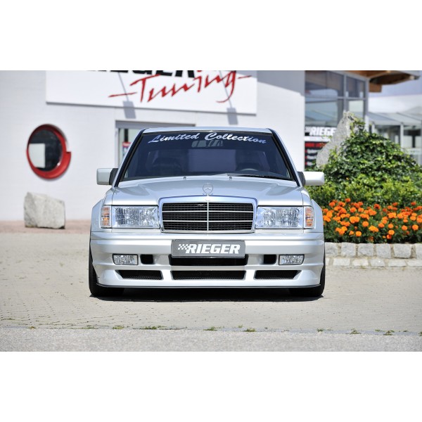 Rieger predný nárazník widebody II pro Mercedes 190 W201 sedan,  GFK (laminát), pro vozy s originální maskou, s výřezem pro mlhová světla
