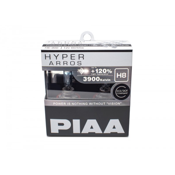 Autožiarovky PIAA Hyper Arros 3900K H8 - o 120 percent vyššiu svietivosť, zvýšený jas